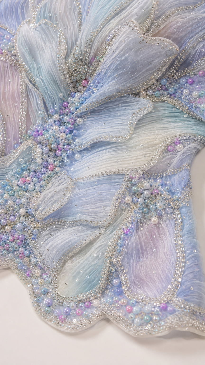 Off-the-Shoulder 3D Petal Beaded Mermaid Evening Gown