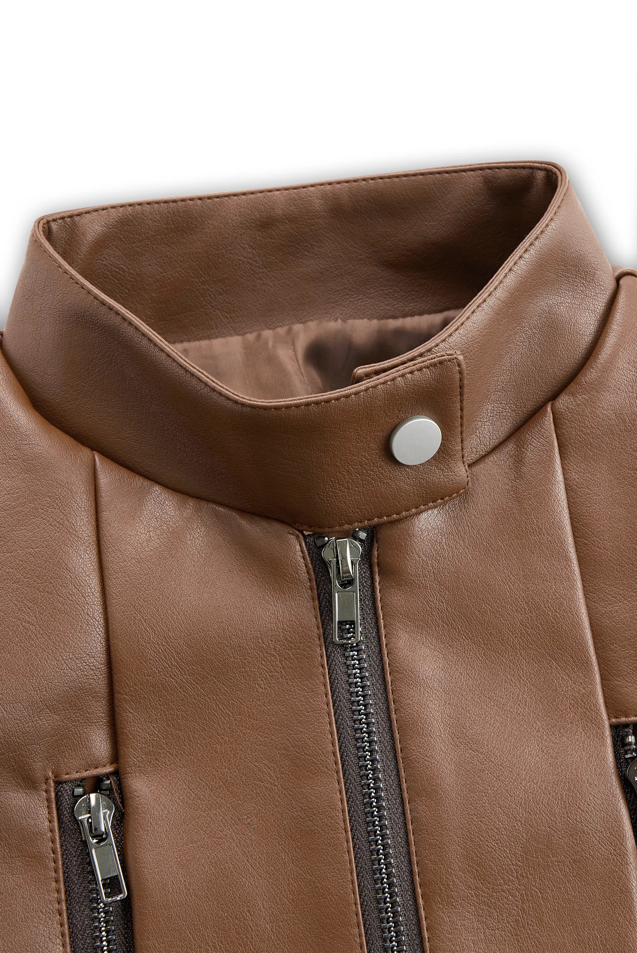Women's Stand Collar Vintage Faux Leather Jacket