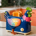 Creative 4-Slice Toaster | Cute Aesthetic Kitchen Appliance for Cozy Breakfast & Unique Home Decor -Rainbow Rooster Toaster