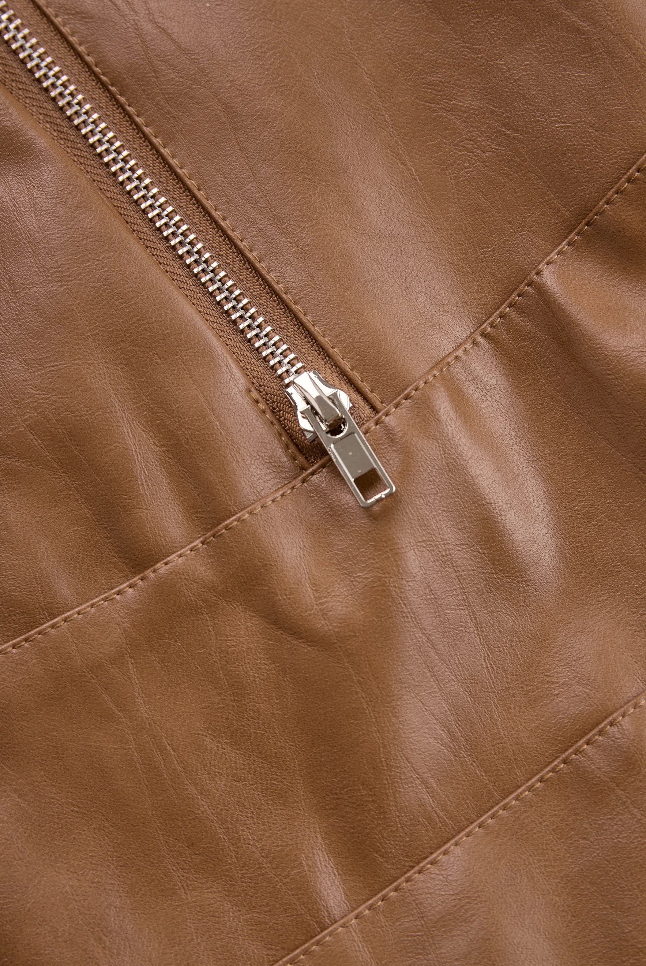 Women's Vintage Lapel Zipper Faux Leather Jacket