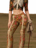 Vintage Floral & Bone Art Women's Leggings