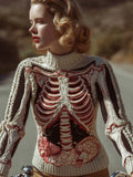 Vintage Halloween Anatomy Art Knit Cozy Sweater