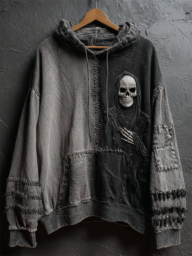 Halloween Grim Reaper Contrast Stitched Hoodie