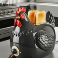 Creative 4-Slice Toaster | Cute Aesthetic Kitchen Appliance for Cozy Breakfast & Unique Home Decor -Black Rooster Toaster
