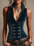 Vintage Napoleon-style Slim-fit Double-breasted Waistcoat With Contrasting Trim