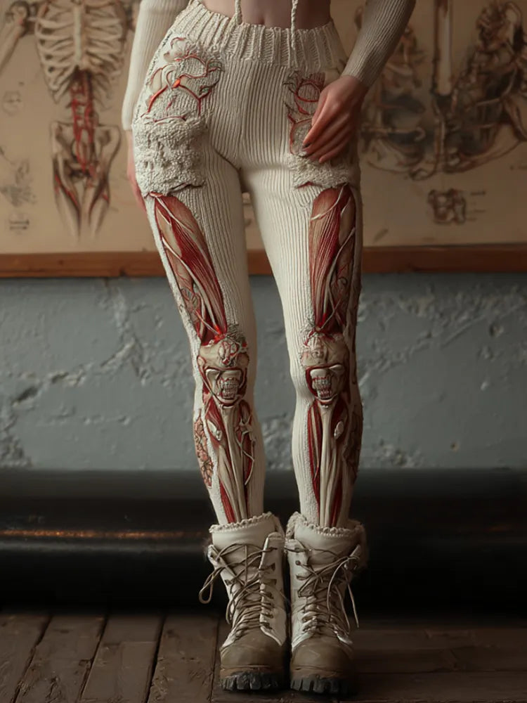 Vintage Halloween Human Anatomy Art Realistic Pants