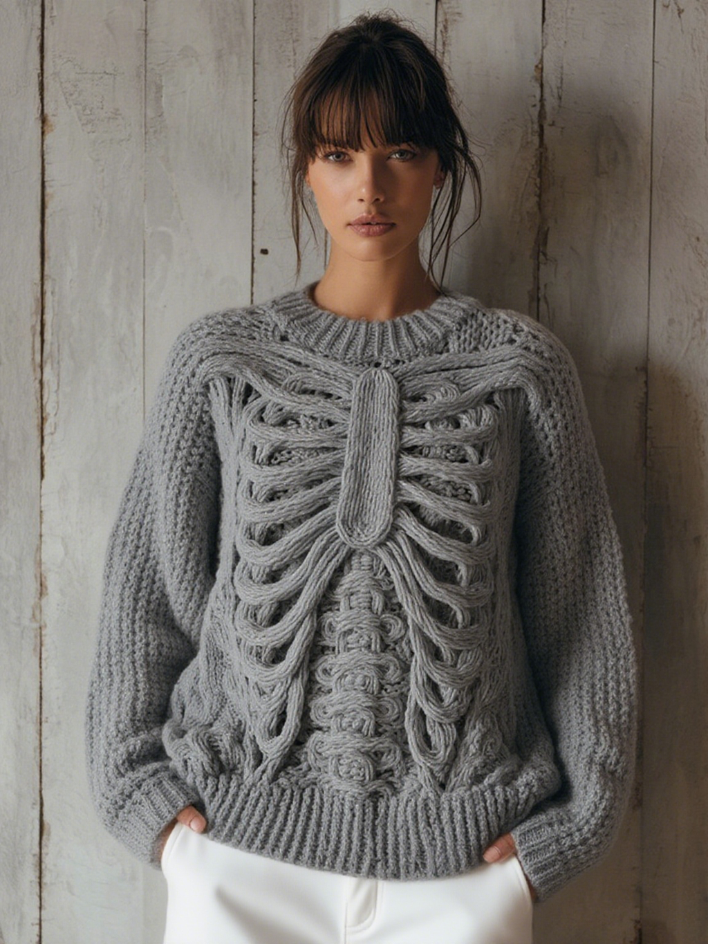 Vintage Halloween Anatomy Art Chunky Knitted Sweater