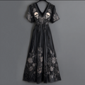 Halloween Skeleton Element V-neck Short Sleeve Dress