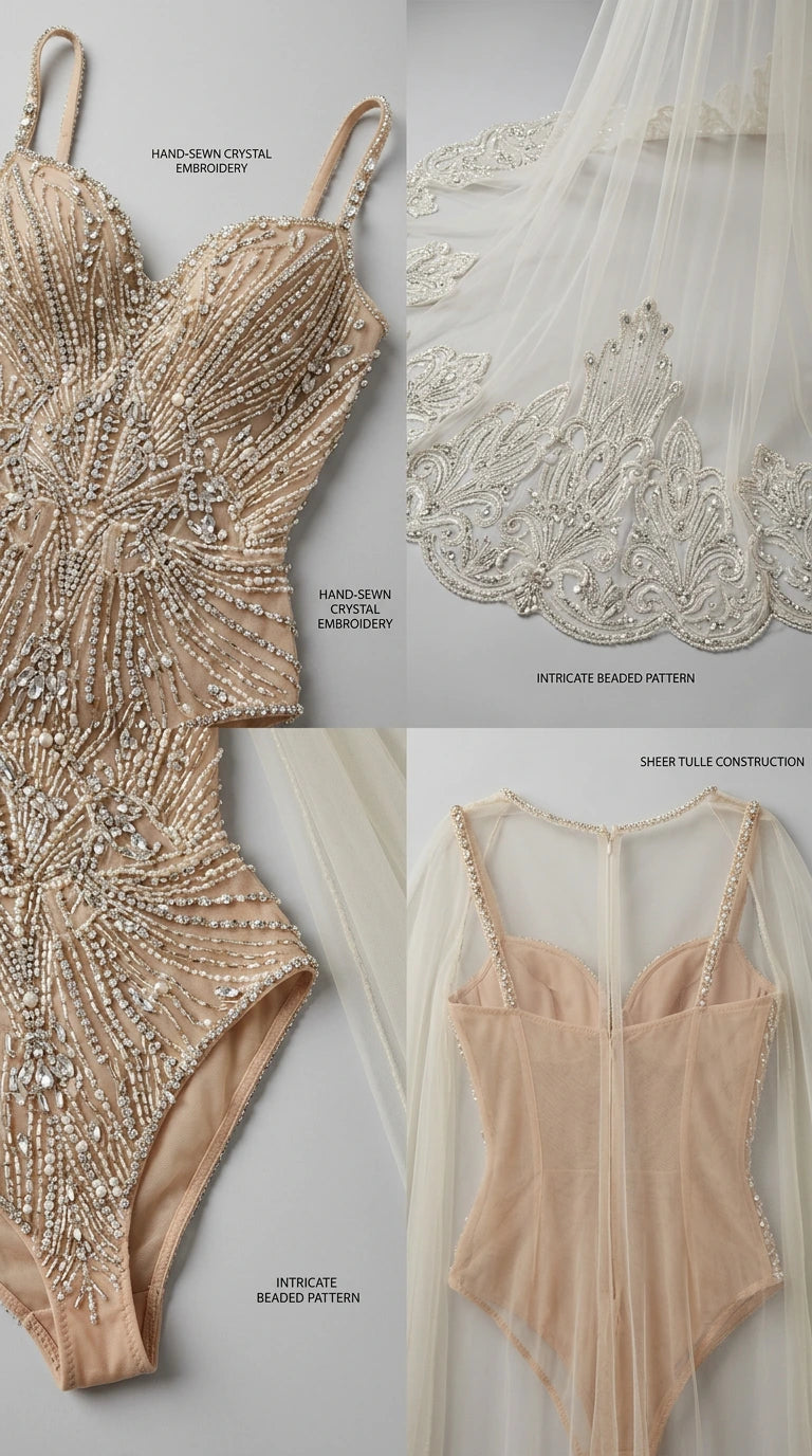 Embellished Corset Bodysuit with Embroidered Floor-Length Tulle Cape Set