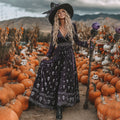 Women's  Classic Halloween Skull Art Comfy Velvet Maxi Dress