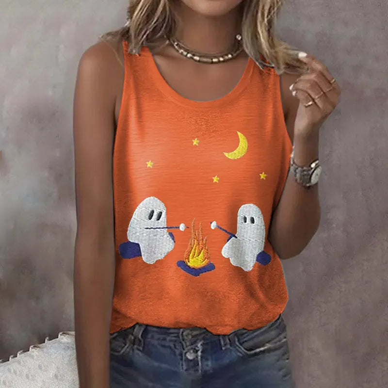 Women's Retro Ghost Printed Vest