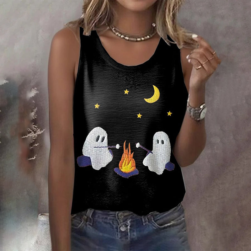 Women's Retro Ghost Printed Vest