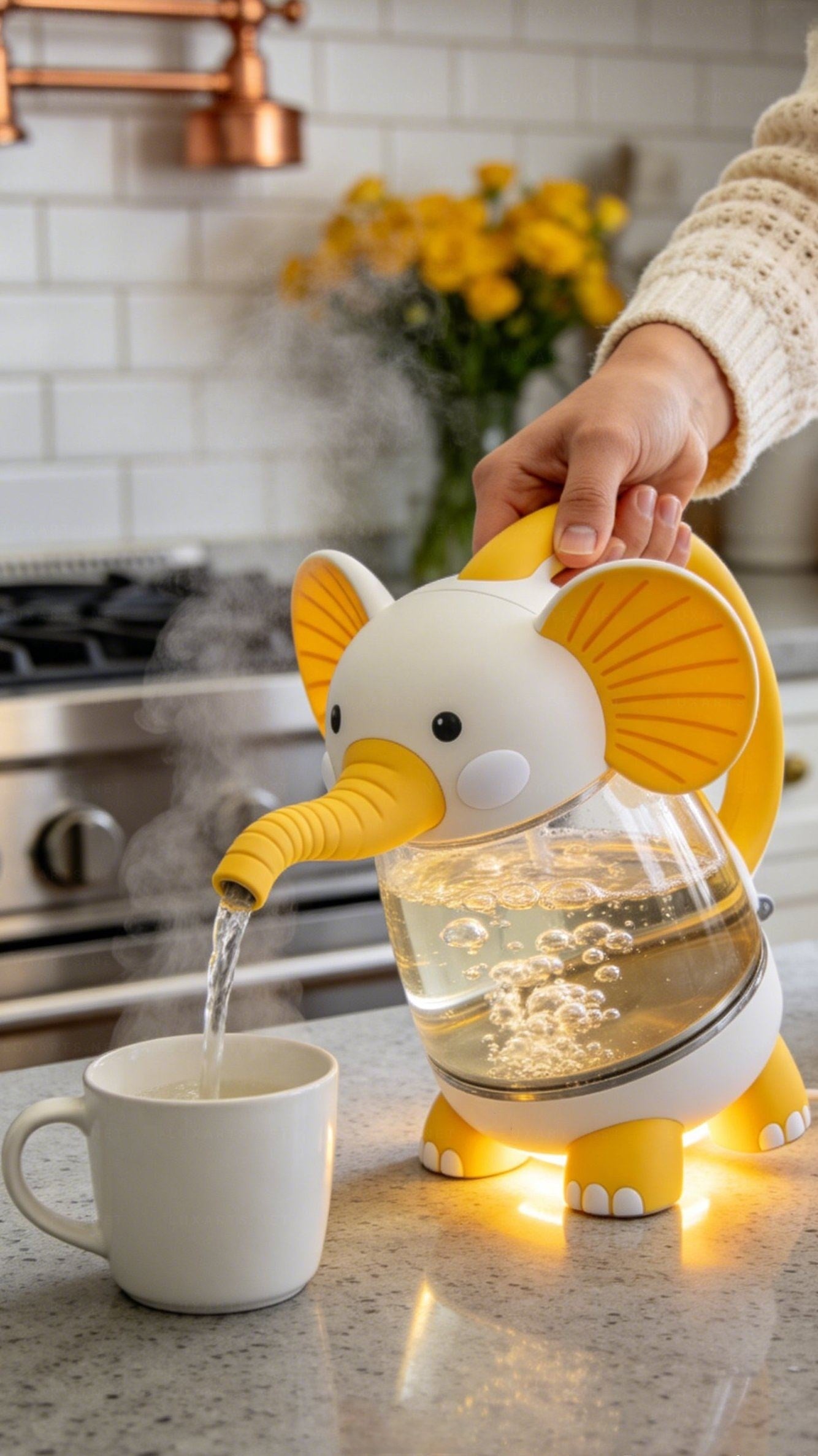 Whimsical Purple Elephant Glass Electric Kettle🫖🐘