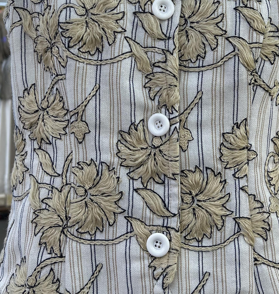 Vintage Embroidered Striped Slim-fit Single-breasted Vest