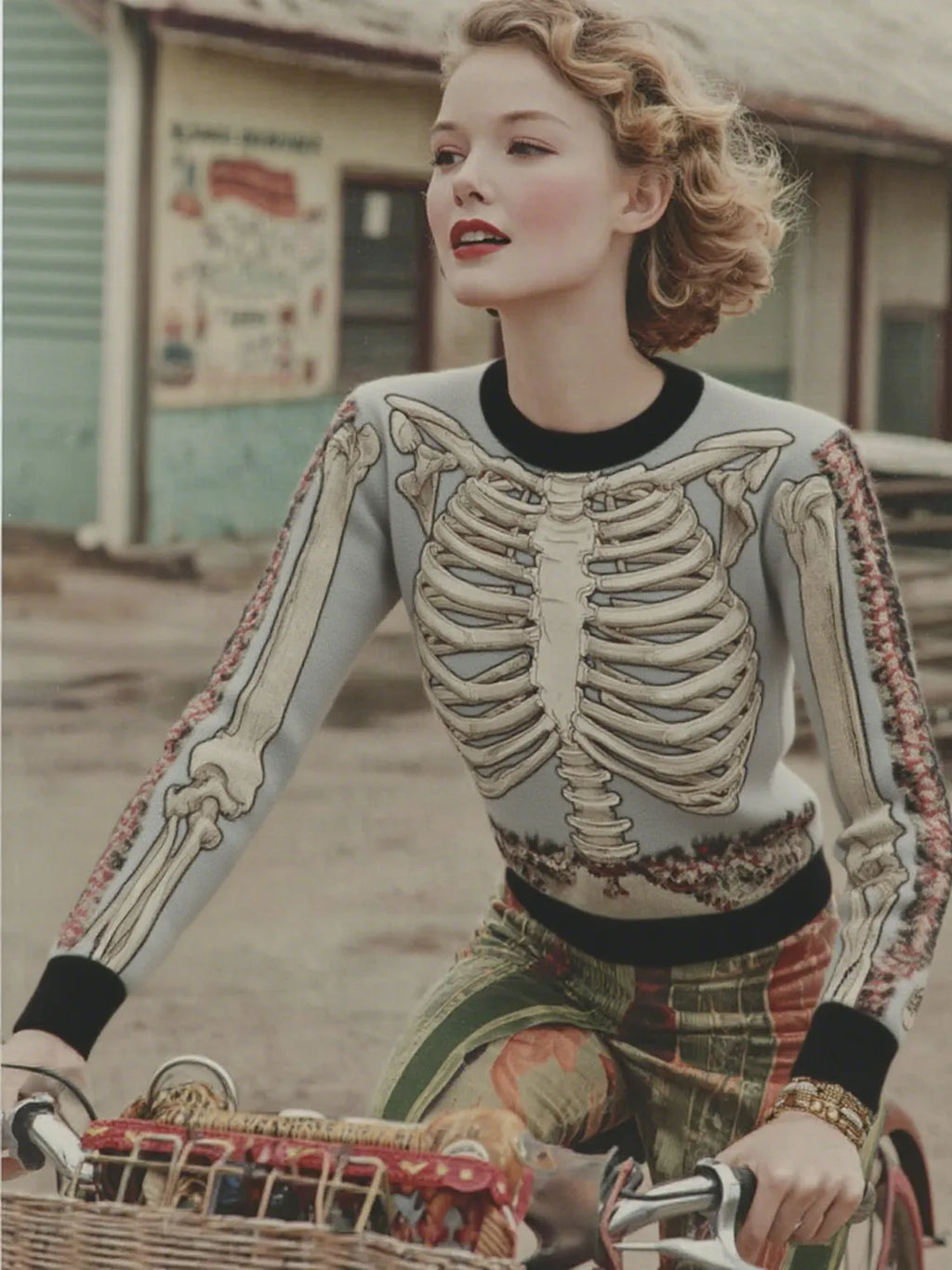 Vintage Halloween Anatomy Art Chunky Knitted Sweater