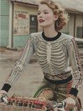 Vintage Halloween Anatomy Art Chunky Knitted Sweater