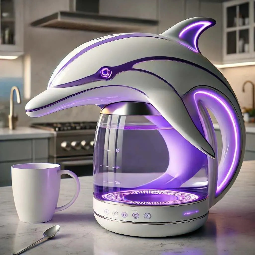 Futuristic Dolphin LED Glass Electric Kettle🫖🐬