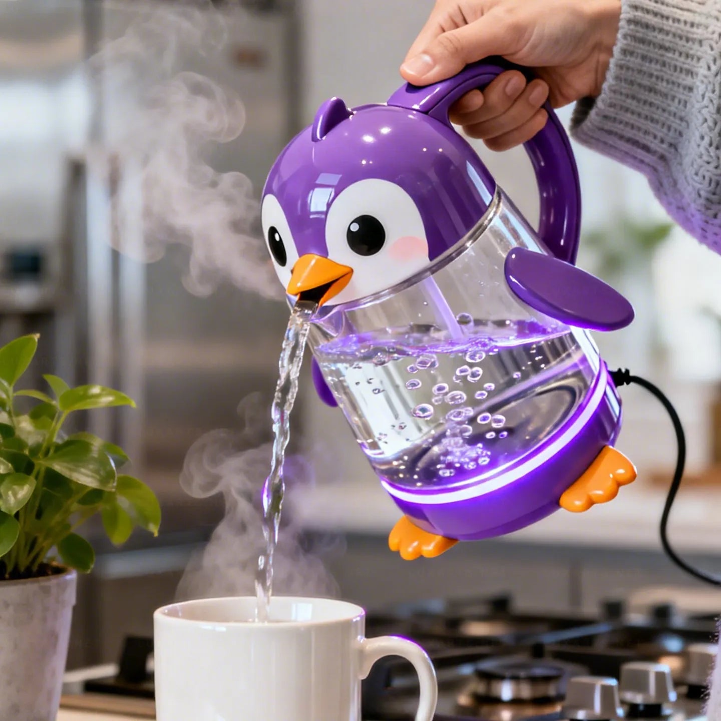 Whimsical Penguin Glass Electric Kettle🫖🐧