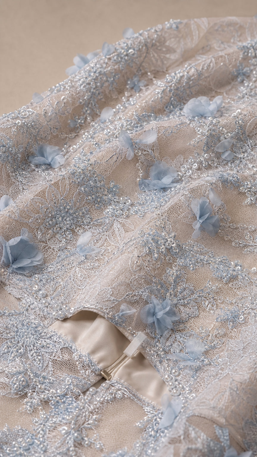 Floral Applique Spaghetti Strap Mermaid Evening Gown