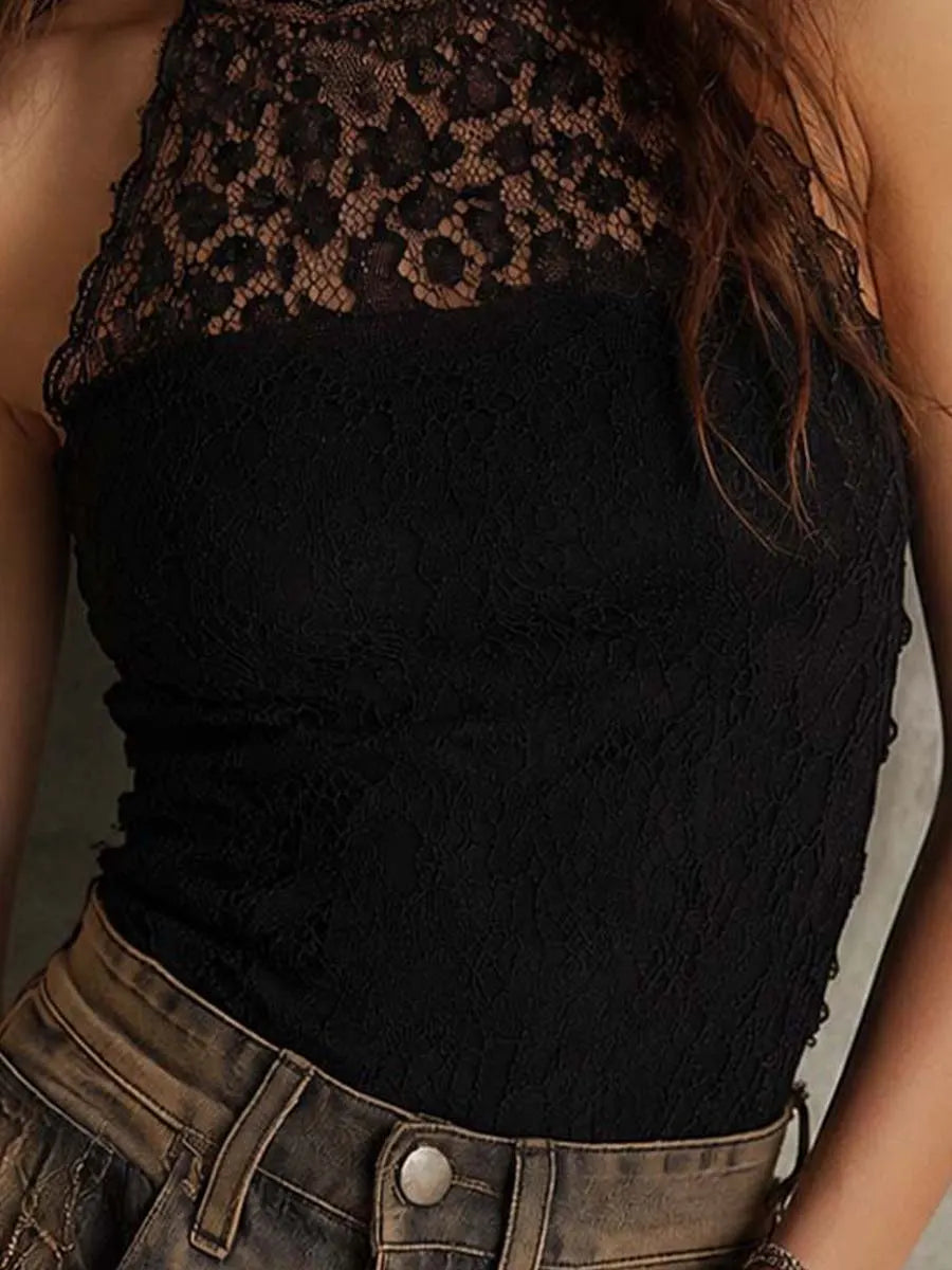 Boho Lace Halter Sleeveless Tank Top