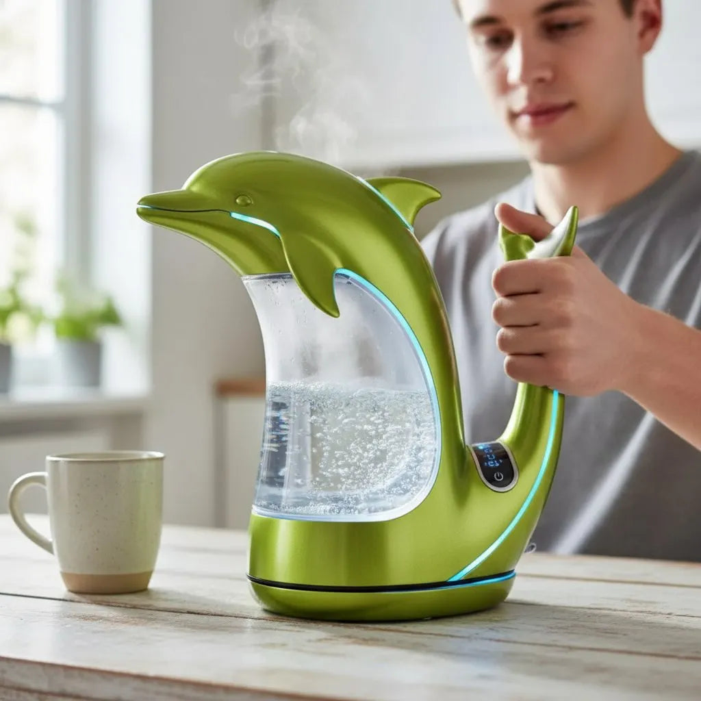 Futuristic Dolphin LED Glass Electric Kettle🫖🐬