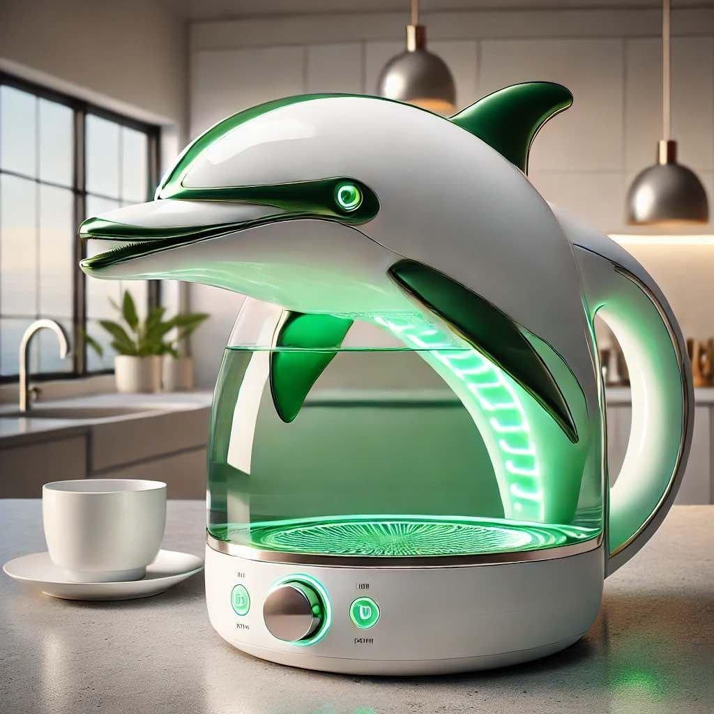 Futuristic Dolphin LED Glass Electric Kettle🫖🐬