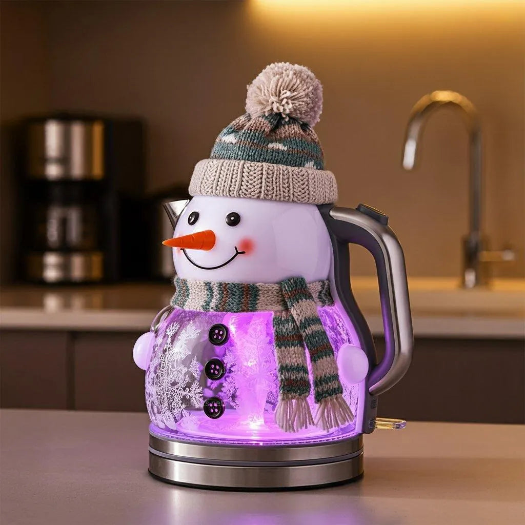 Whimsical Snowman Glass Electric Kettle🫖⛄️