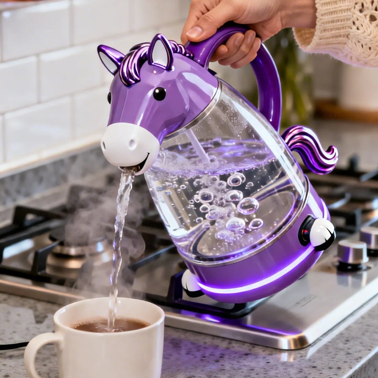 Whimsical Horse Glass Electric Kettle🫖🐴