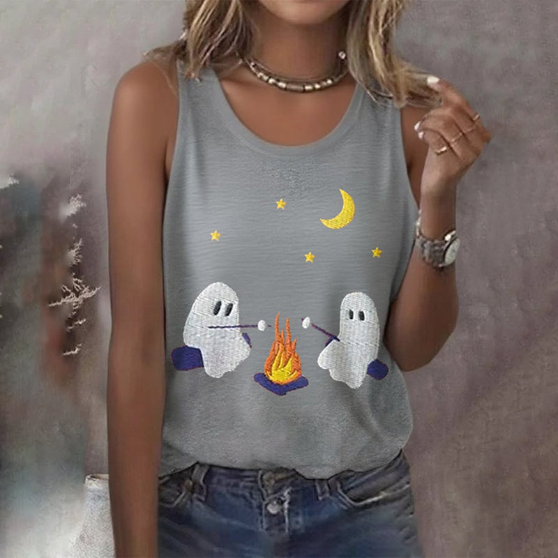 Women's Retro Ghost Printed Vest