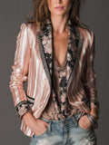 Bohemian Satin-Stripe Tailored Blazer