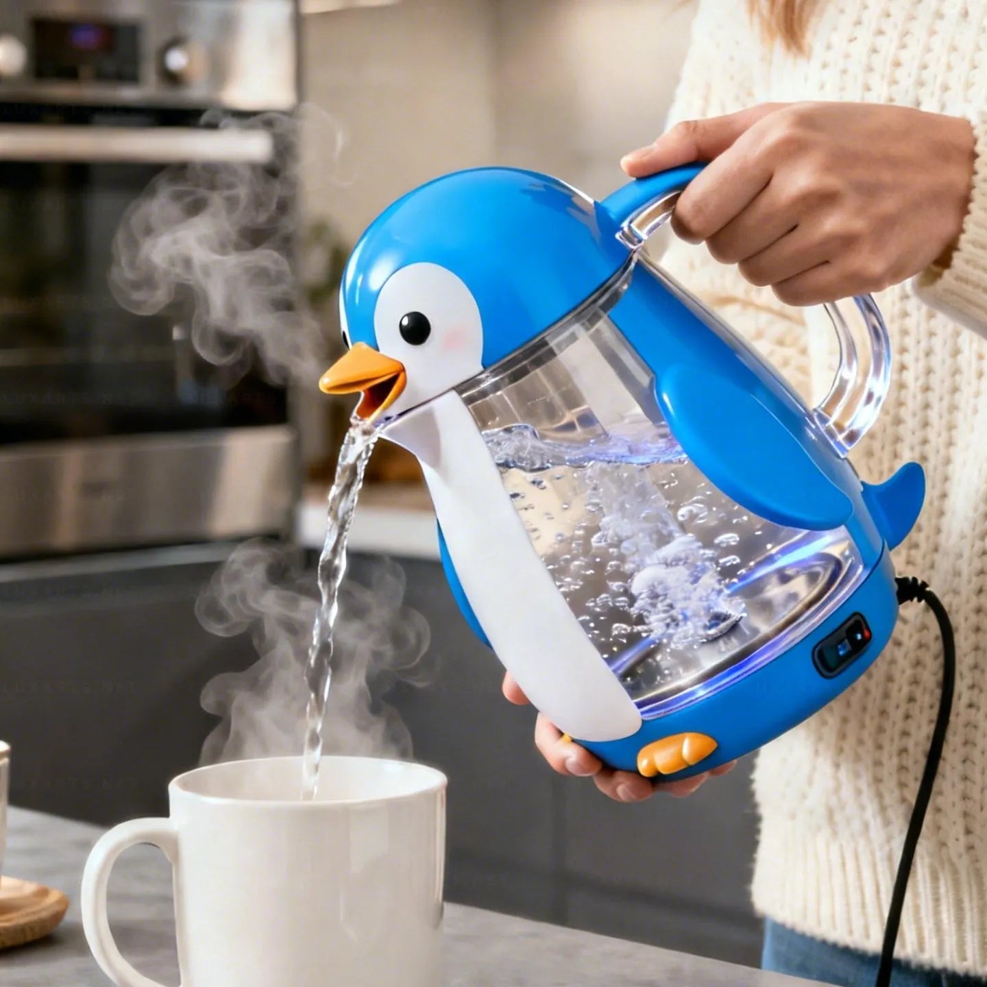 Whimsical Penguin Glass Electric Kettle🫖🐧