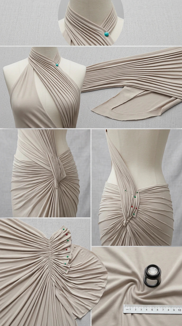 Halter Neck Draped Cutout Evening Maxi Dress with Train