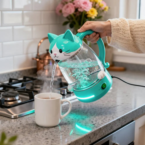 Whimsical Cat Glass Electric Kettle🫖🐱