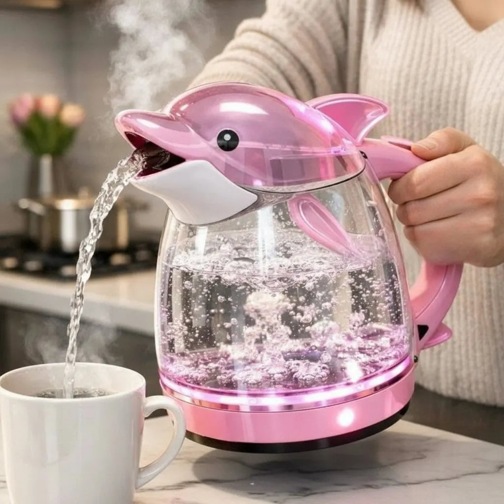 Futuristic Dolphin LED Glass Electric Kettle🫖🐬