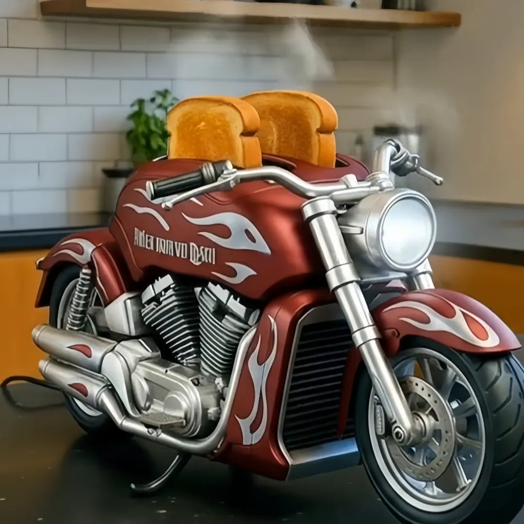 Creative 4-Slice Toaster | Cute Aesthetic Kitchen Appliance for Cozy Breakfast & Unique Home Decor -Red Thunder Cruiser