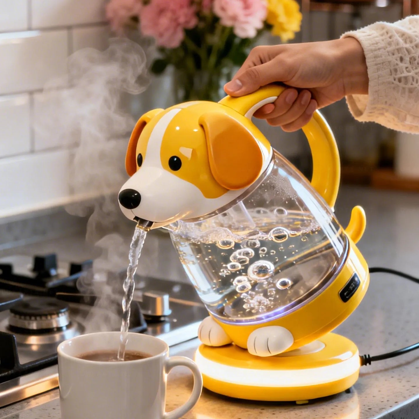 Whimsical Dog Glass Electric Kettle🫖🐶