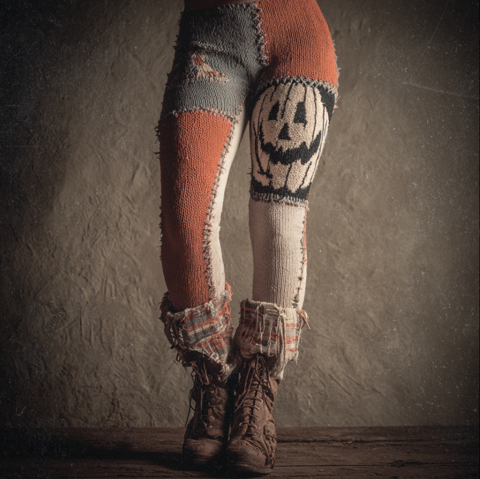 Halloween Funny Pumpkin Element Women's Knitted Tight-fitting Leggings
