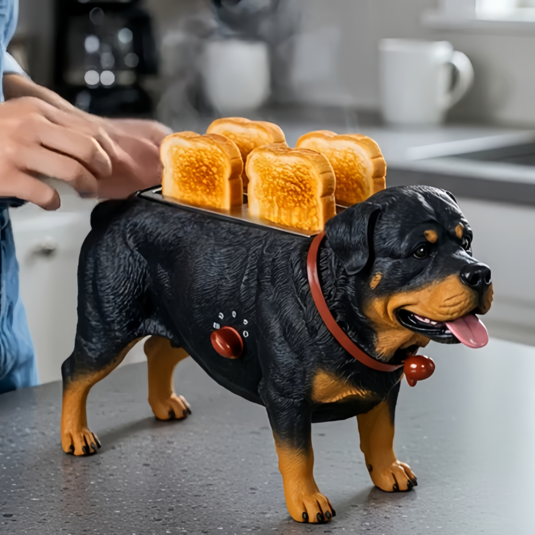 Creative 4-Slice Toaster | Cute Aesthetic Kitchen Appliance for Cozy Breakfast & Unique Home Decor -Rottweiler Toaster